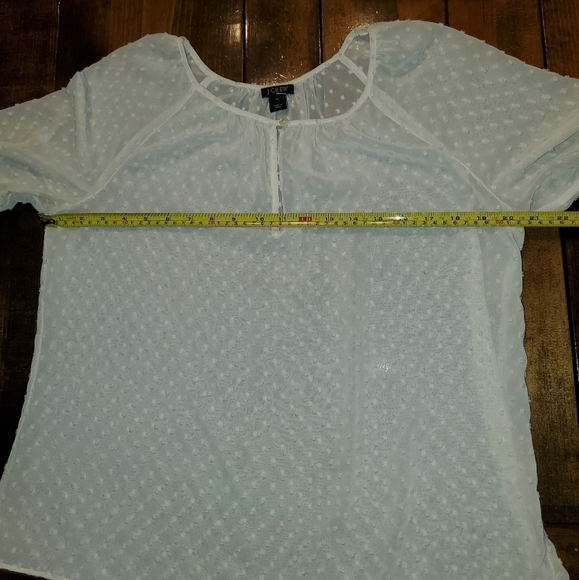 J. Crew Small Balloon Sleeve Sheer Textured Cream Long Sleeve Top - Picture 7 of 11